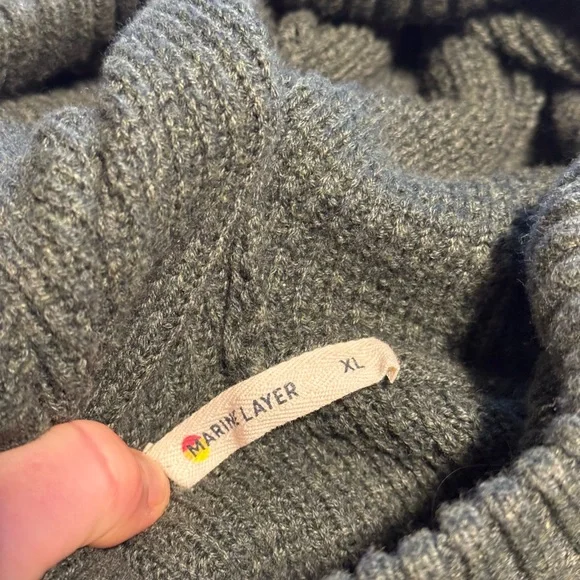 Marine Layer Waffle Knit Wool Cotton Blend Pullover Hoodie Green XL - Picture 11 of 15